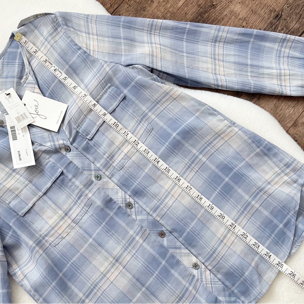 Joie Blouse Acaelle Plaid Button Down Cotton Top XS - Picture 15 of 17